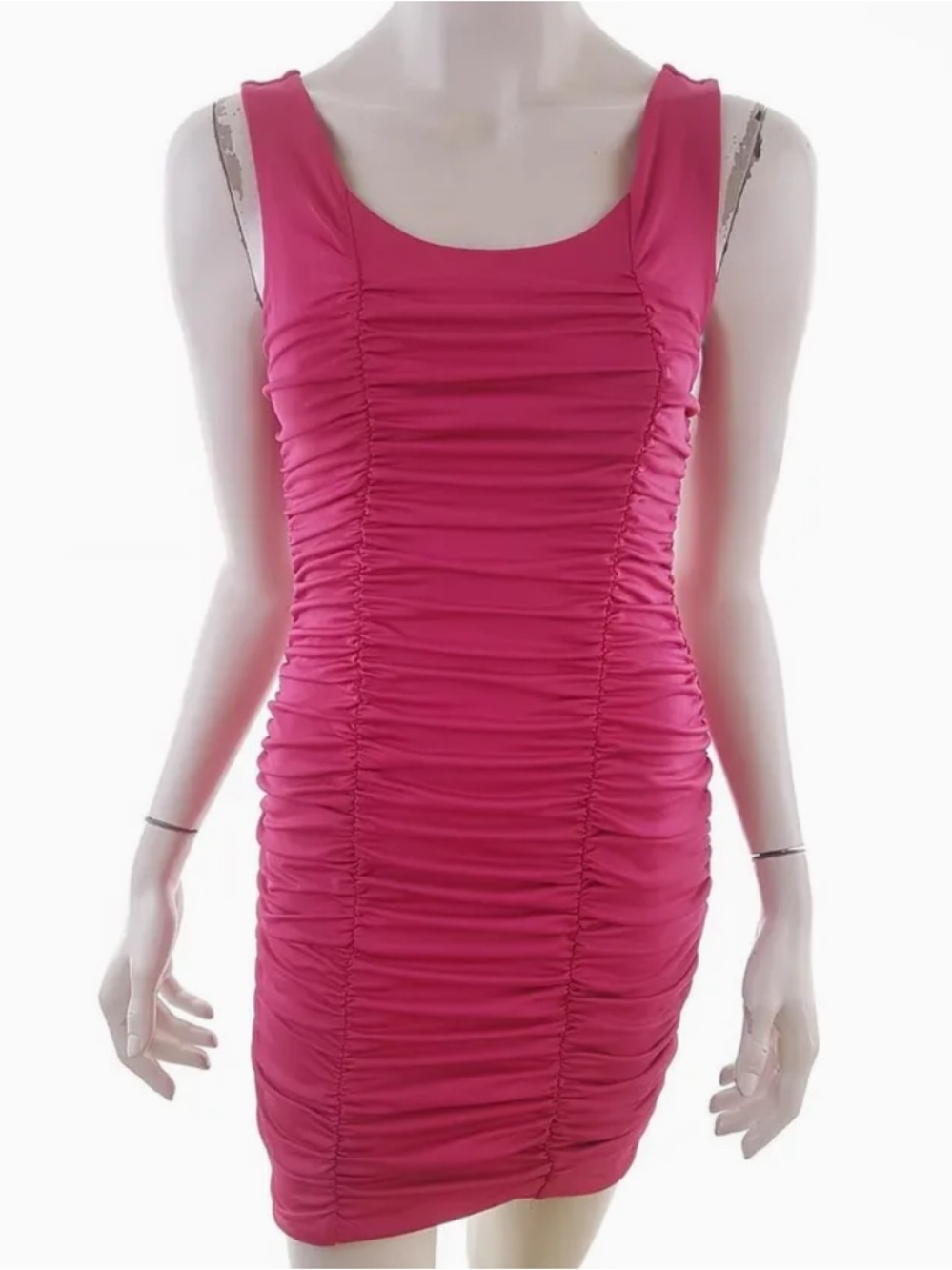Gathered Ruched Satin Mini Dress